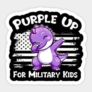 Dabbing Dinosaur Purple Up For Military Kids Military Child Sticker